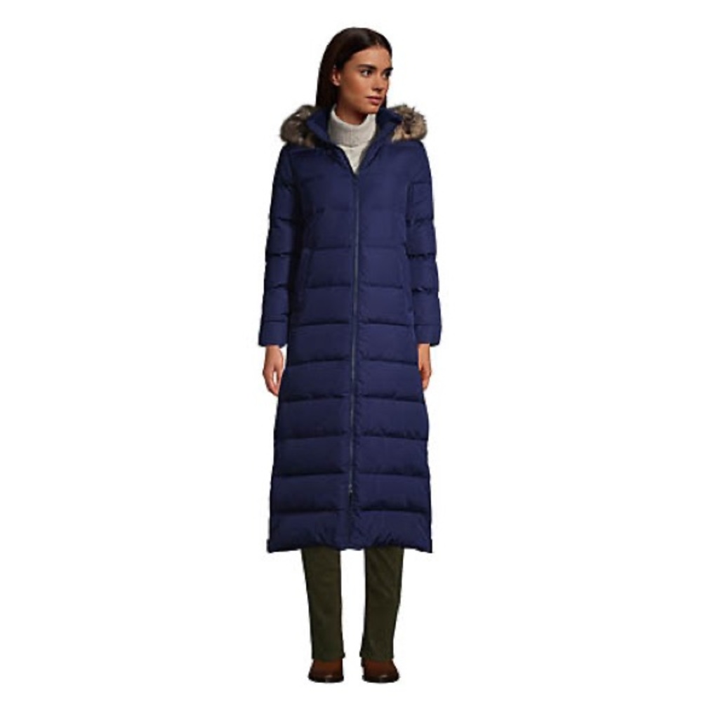 Lands' End Max 600 Down Long Maxi Coat - SIZE SMALL (6-8) - purple
